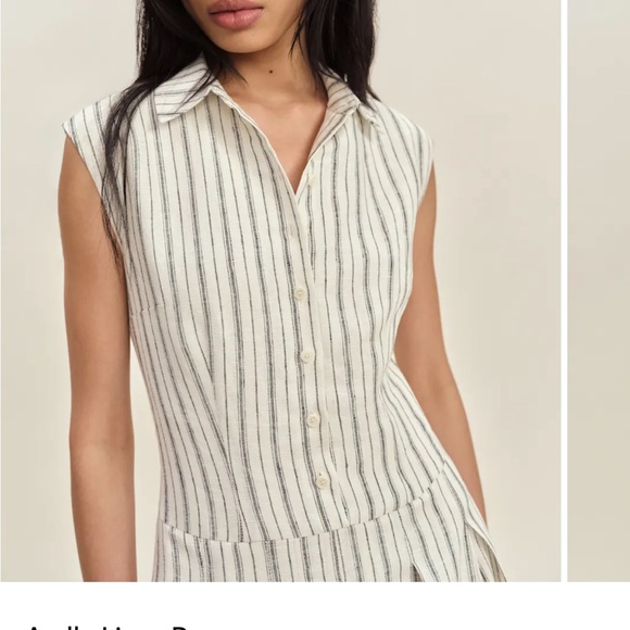 New Reformation Arella Linen Dress in Elsie Stripe - Picture 2 of 10